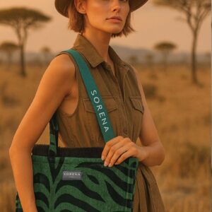 ANIMAL VELVET PETROL MEDIUM TOTE BAG