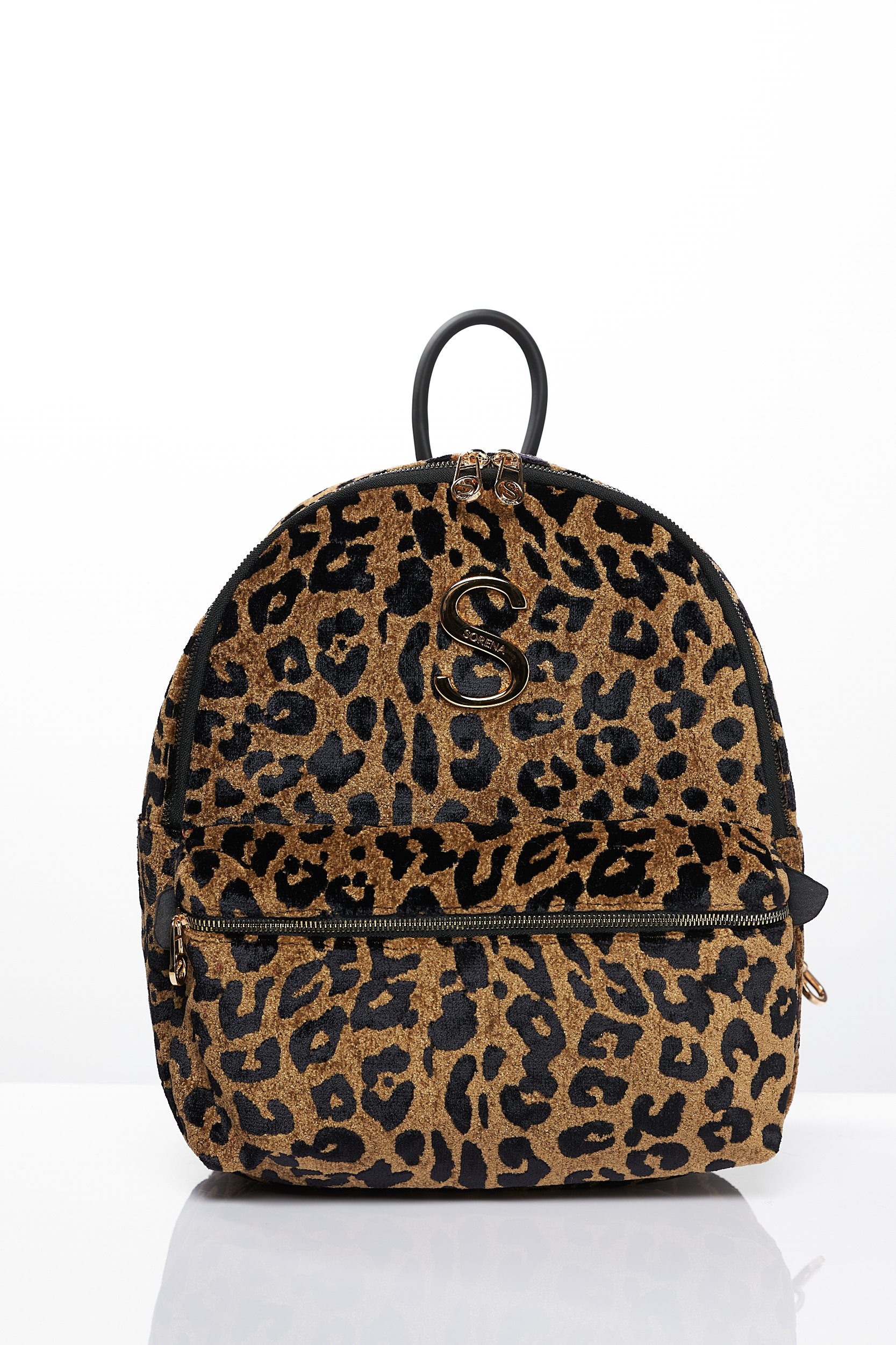 LEOPARD VELVET BROWN BACKPACK - Image 3
