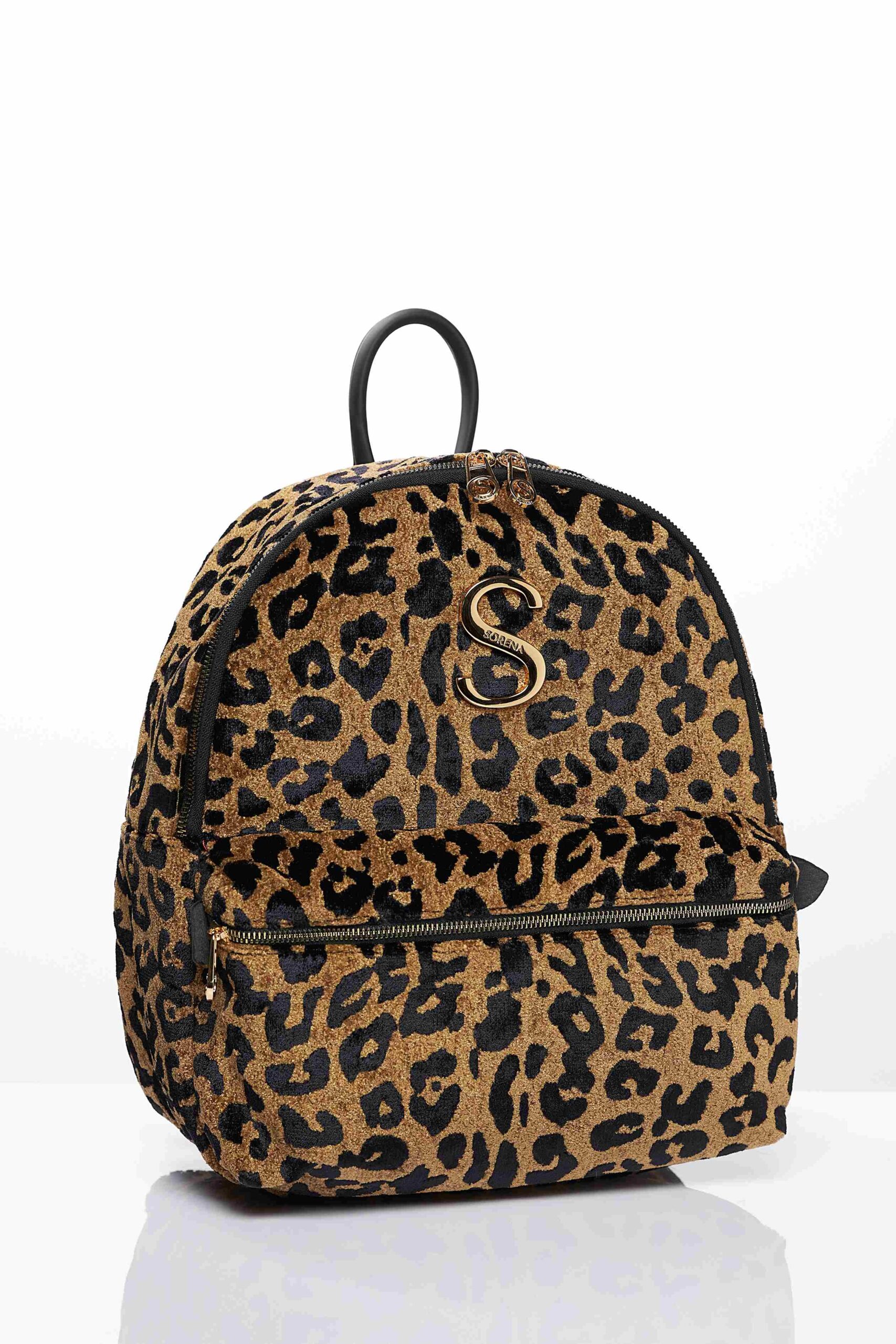 LEOPARD VELVET BROWN BACKPACK - Image 2