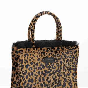 Alternative view of LEOPARD VELVET BROWN MEDIUM TOTE BAG