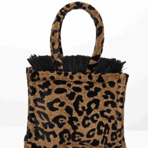 Alternative view of LEOPARD VELVET BROWN MINI TOTE BAG