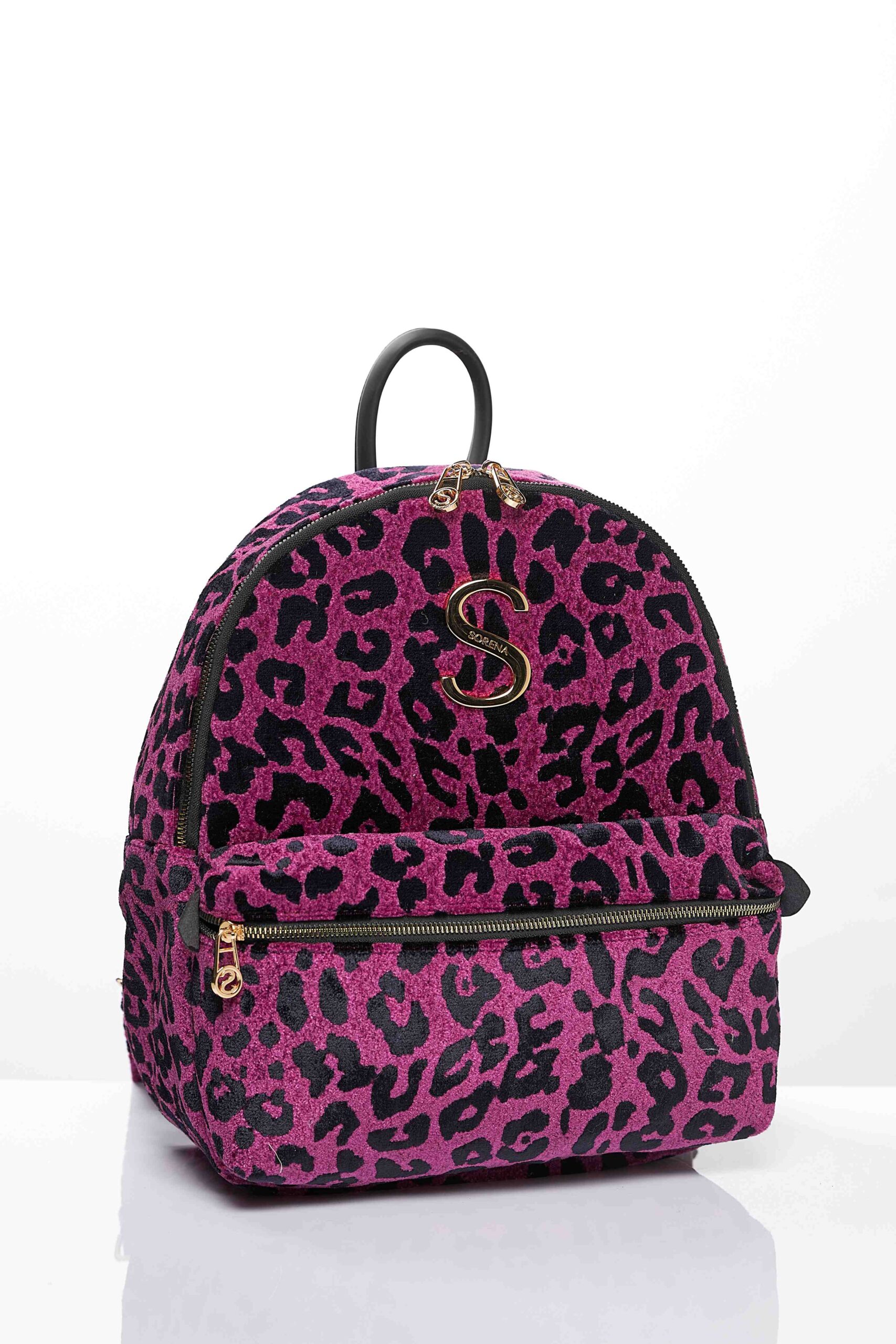 LEOPARD VELVET MAGENTA BACKPACK - Image 3