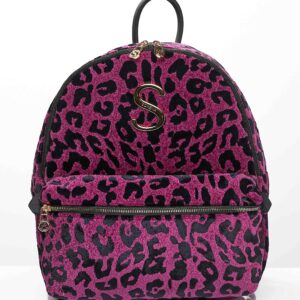 Alternative view of LEOPARD VELVET MAGENTA BACKPACK