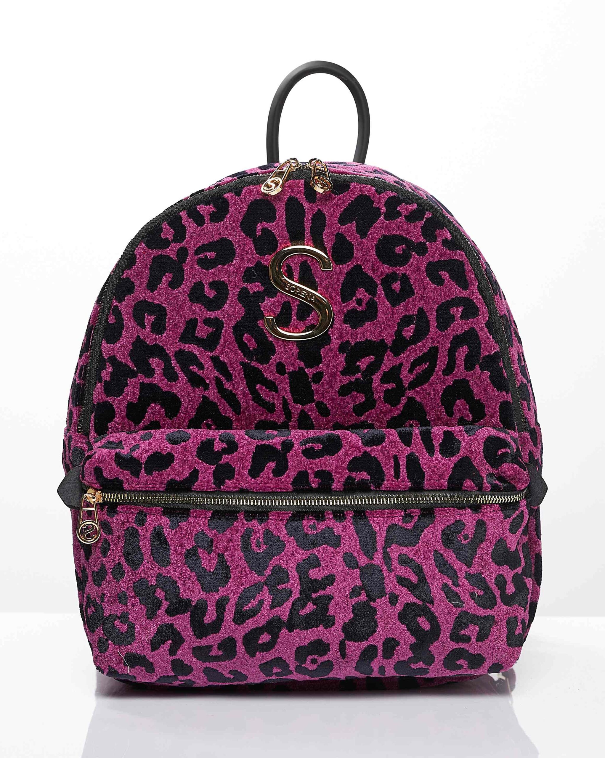 LEOPARD VELVET MAGENTA BACKPACK - Image 2