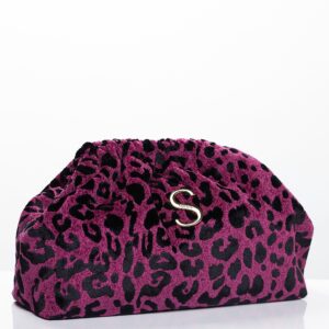 Alternative view of LEOPARD VELVET MAGENTA BUCKET BAG