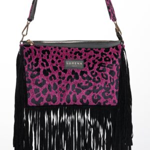 Alternative view of LEOPARD VELVET MAGENTA CROSSBODY BAG