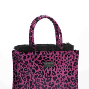 Alternative view of LEOPARD VELVET MAGENTA MEDIUM TOTE BAG