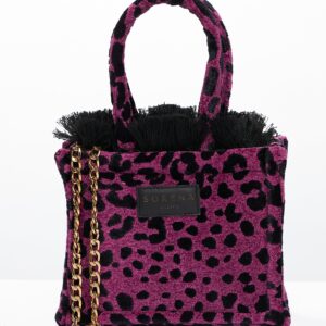 Alternative view of LEOPARD VELVET MAGENTA MINI TOTE BAG