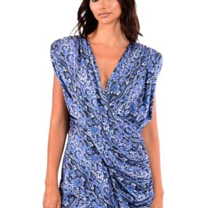 SNAKE PATTERN CROISE DRESS WITH PADDINGS
