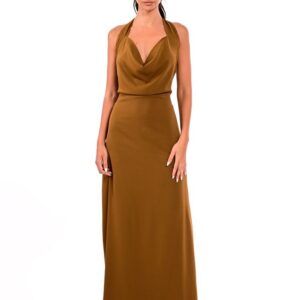 LUXURY SATIN DRESS WITH DRAPED DECOLLETTE-WECOSS