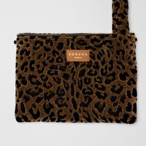 Alternative view of LEOPARD VELVET BROWN CLUTCH-SORENA