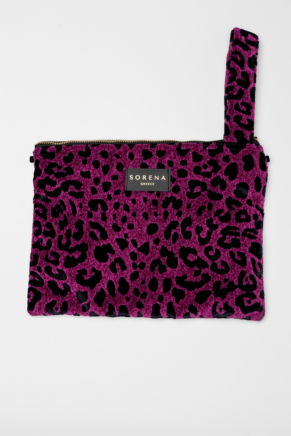LEOPARD VELVET MAGENTA CLUTCH-SORENA - Image 2
